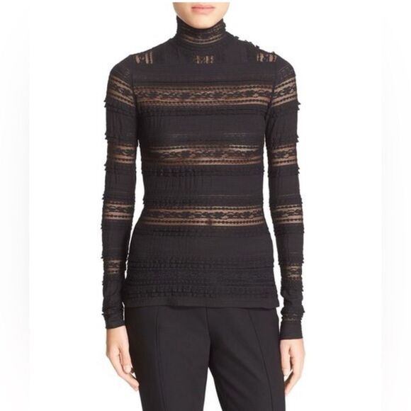 Cinq À Sept Antonia black Lace long sleeve turtleneck dark romance, size S - Picture 1 of 8